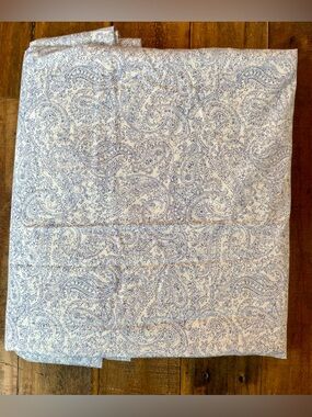 NWOT Ralph Lauren Queen Flat Sheet Blue Paisley 100% Cotton